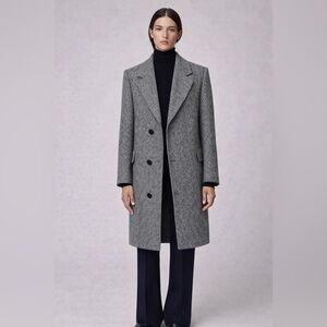 VINTAGE - Textured Grey Wool Coat – Subtle Pattern, Tailored, Minimalist Unisex